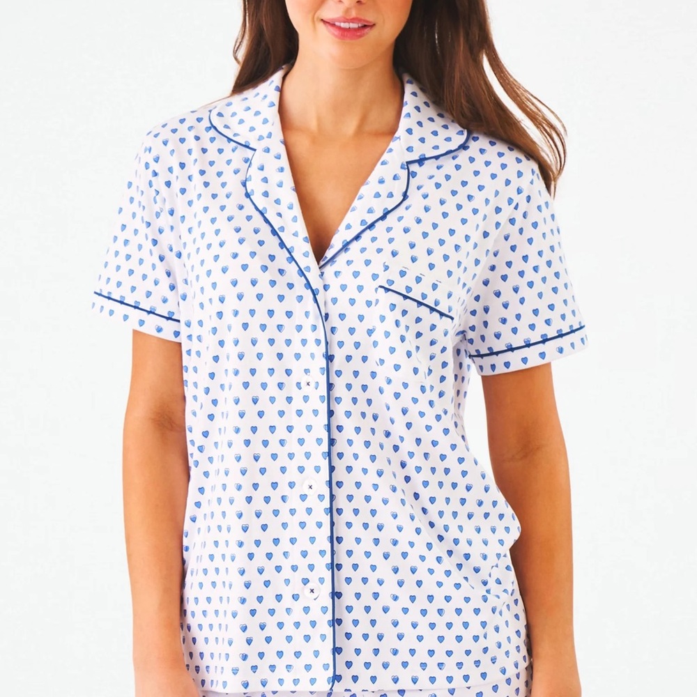 Roller Rabbit Blue Hearts Polo Pajama Set